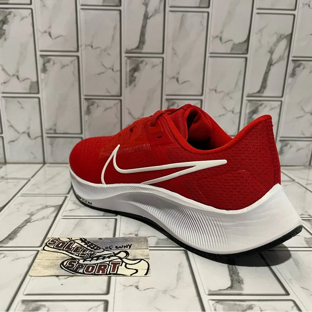 New Nike Air Zoom Pegasus 38 Red White Running Training Gym Shoes Workout Womens